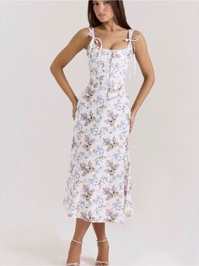 teia sky draped corset midi dress Clothing : Midi Dresses : 'Teia' Sky Draped Corset Midi Dress